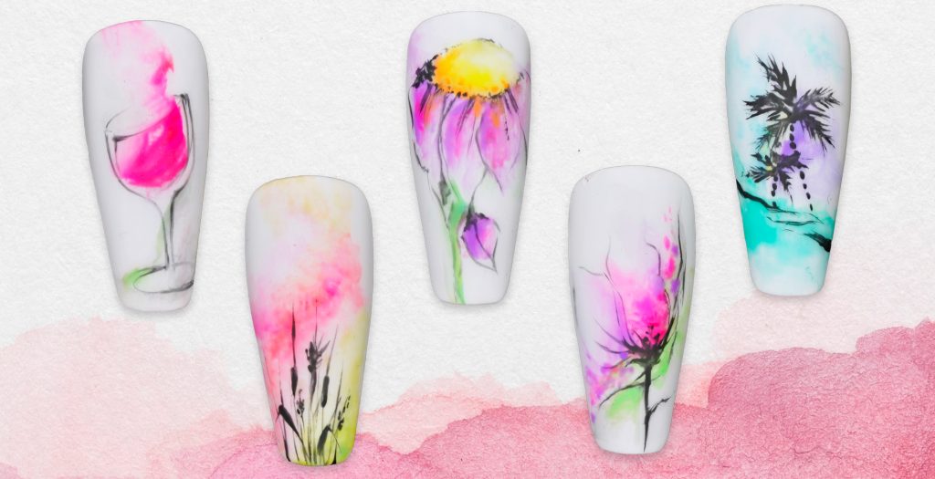 Nailart acquerello semplici, corso online nailart